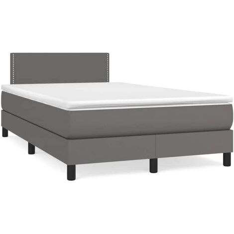 Sommier à lattes de lit matelas LED gris 120x190 cm similicuir vidaXL (1/5)