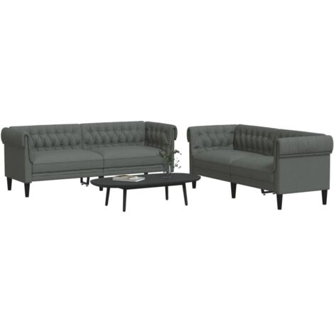 vidaXL Ensemble de canapés 2 pcs gris foncé tissu (1/5)