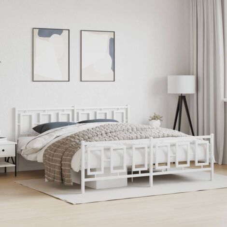 Cadre de lit métal sans matelas et pied de lit blanc 180x200 cm vidaXL (1/5)