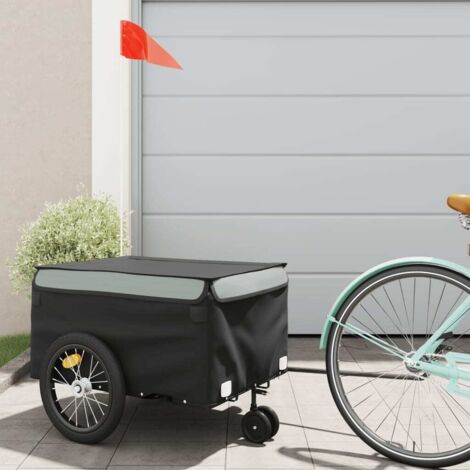 Remorque de vélo noir et gris 45 kg fer vidaXL926347