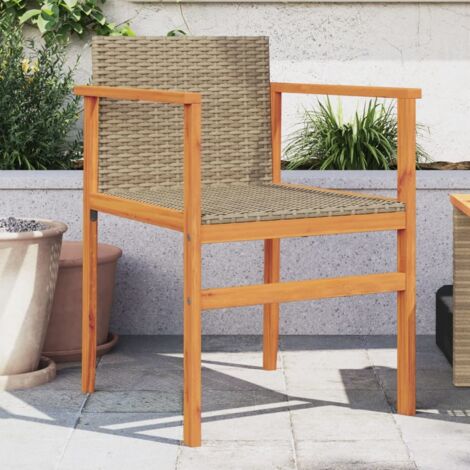 vidaXL Garden Chairs 2 pcs Beige Poly Rattan&Solid Wood (1/5)