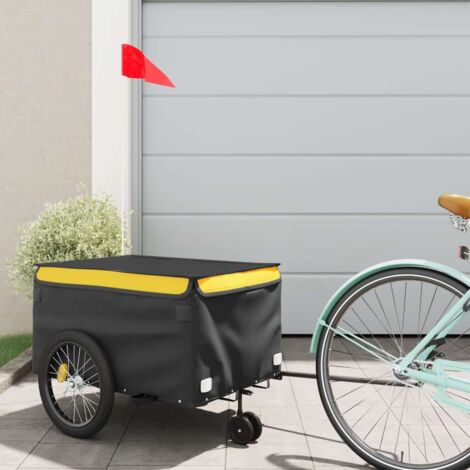 vidaXL Remorque de vélo noir et jaune 30 kg fer (1/5)