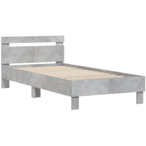 Cadre de lit sans matelas avec tête de lit gris béton 100x200cm vidaXL