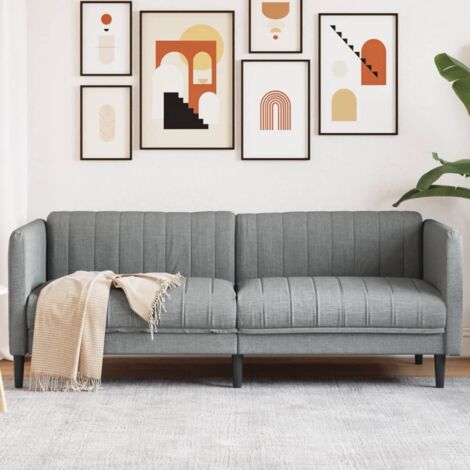 Vidaxl – Canapé droit 3 places gris clair en tissu polyester – Dimensions 193x76,5x74,5 cm – Rembourrage confortable – Pieds robustes (1/6)
