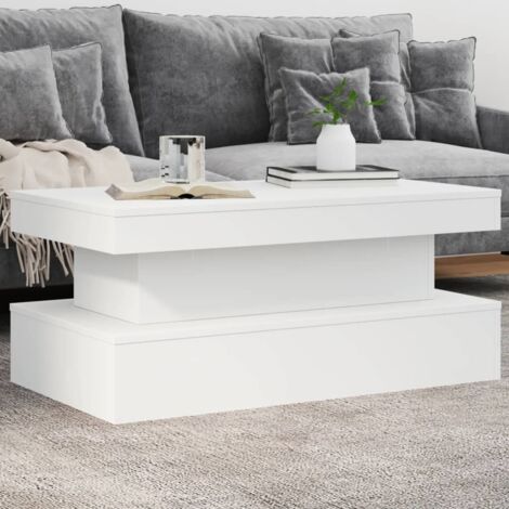 Vidaxl – Table basse fixe avec lumières LED RVB – Dimensions 90x50x40 cm – Bois d'ingénierie – Capacité 70 kg – Assemblage requis