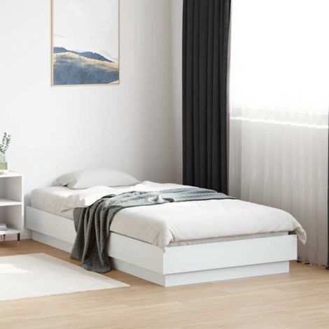 Vidaxl – Cadre de lit blanc 90x190 cm en bois d'ingénierie – Lattes en contreplaqué pour soutien optimal – Assemblage requis (1/6)