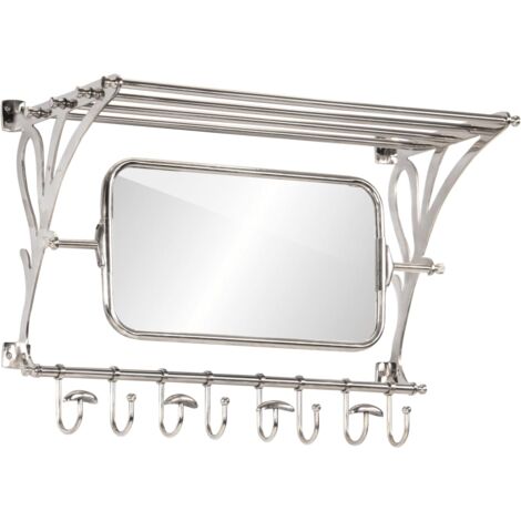 Porte-bagages avec cintres et miroir mural aluminium vidaXL (1/5)