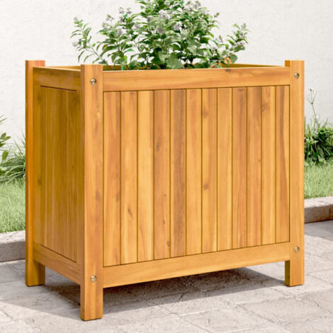 Vidaxl – Jardinière en bois d'acacia massif 54x31x50 cm – Doublure non tissée pour drainage – Design décoratif pour balcons et patios