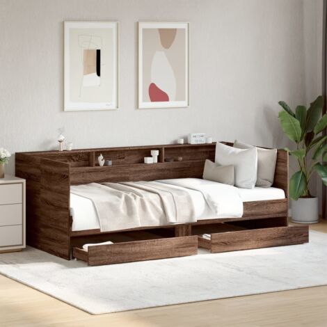 Lit de jour avec tiroirs sans matelas chêne marron 75x190 cm vidaXL