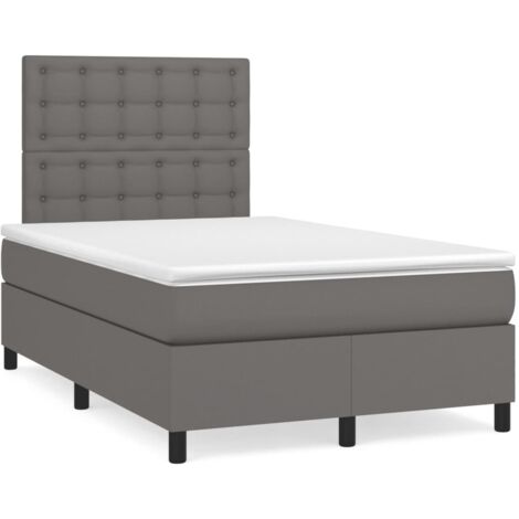 Sommier à lattes de lit avec matelas gris 120x190 cm similicuir vidaXL (1/5)