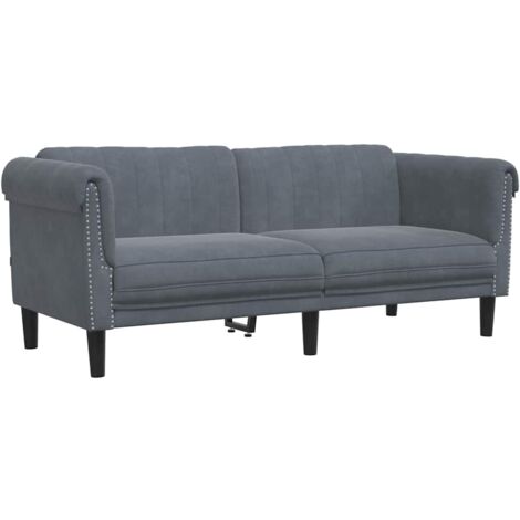 Canapé à 2 places gris foncé velours vidaXL