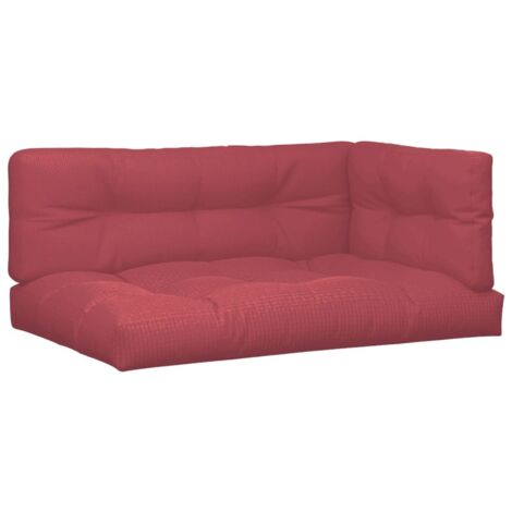 Coussins de palette lot de 3 rouge bordeaux tissu vidaXL (1/5)