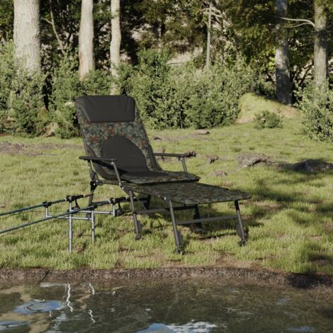 Transat de pêche avec pieds à boue réglables pliable camouflage vidaXL (1/5)