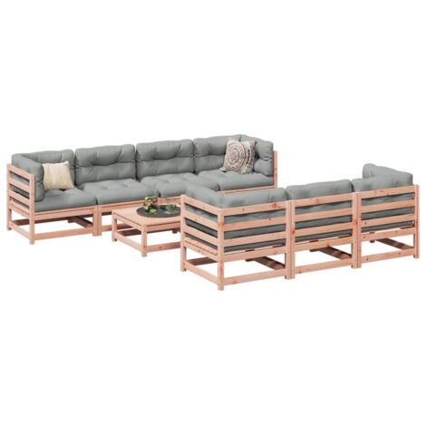 Salon de jardin 8 pcs avec coussins sapin douglas solide vidaXL (1/5)