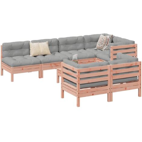 Salon de jardin 8 pcs avec coussins sapin douglas solide vidaXL (1/5)