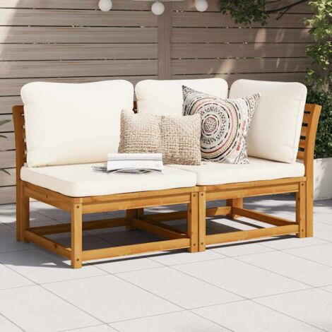 Vidaxl – Salon de jardin 2 pcs en bois d'acacia massif – Coussins confortables – Conception modulaire pour espaces extérieurs – Capacité 110 kg par siège (1/5)