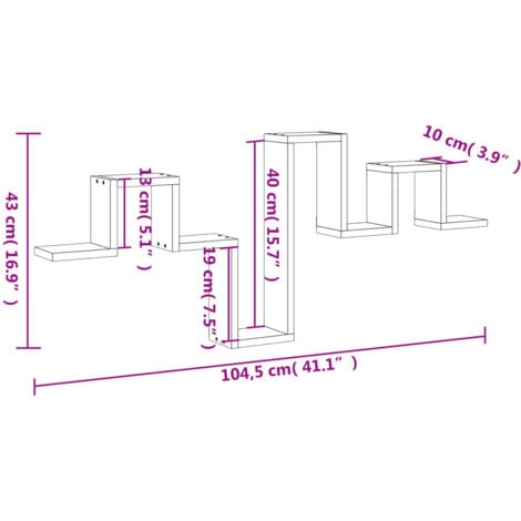 Scaffale a Parete Bianco 104,5x10x43 cm in Legno Multistrato vidaXL