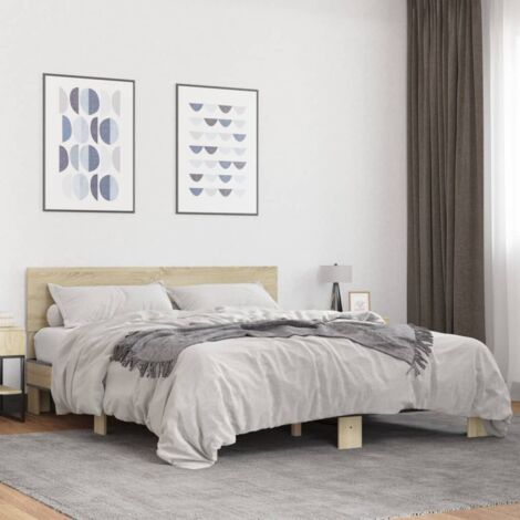 Cadre de lit sans matelas chêne sonoma 160x200 cm vidaXL (1/5)