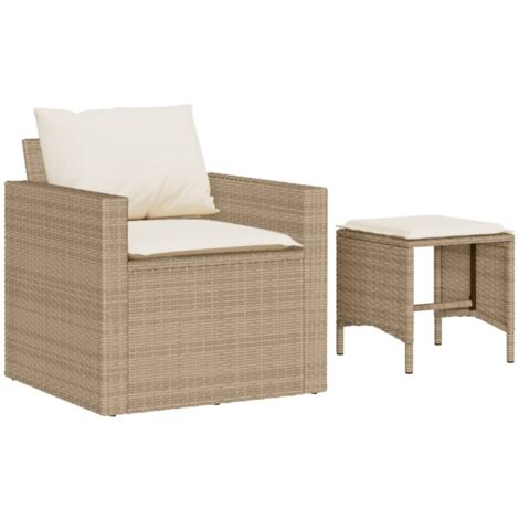 Salon de jardin avec coussins 4 pcs beige résine tressée vidaXL (1/5)