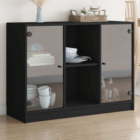 vidaXL Buffet noir 102x37x75,5 cm bois d'ingénierie (1/5)