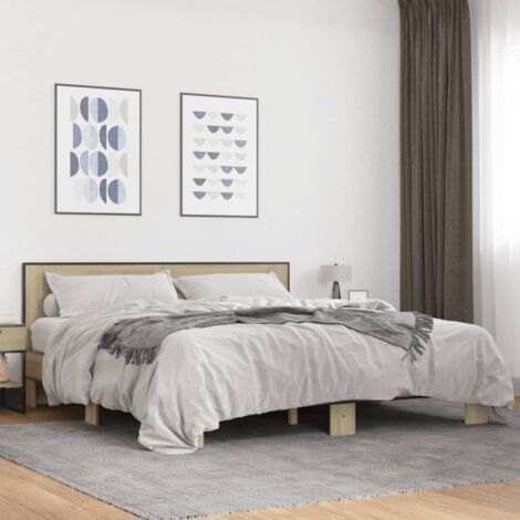 Cadre de lit sans matelas chêne sonoma 200x200 cm vidaXL (1/7)