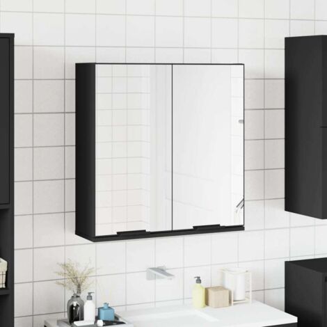 Vidaxl – Armoire murale de salle de bain noir – Bois d'ingénierie – Dimensions 64 x 20 x 67 cm – Capacité 60 kg – Assemblage requis (1/6)
