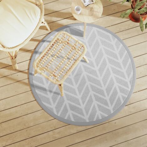 Tapis d'extérieur ARAKIL gris Ø120 cm PP vidaXL