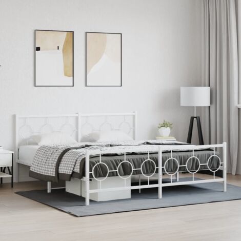 Cadre de lit métal sans matelas et pied de lit blanc 180x200 cm vidaXL (1/7)