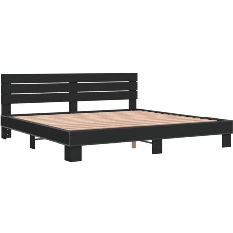 Cadre de lit sans matelas noir 200x200 cm vidaXL (1/5)