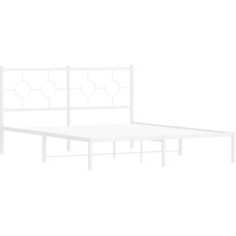 Cadre de lit métal sans matelas et tête de lit blanc 160x200 cm vidaXL (1/5)