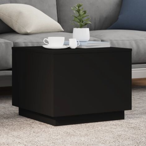 Vidaxl – Table basse fixe noire 50x50x40 cm – Bois d'ingénierie imperméable – Lumières LED RVB personnalisables – Capacité 60 kg