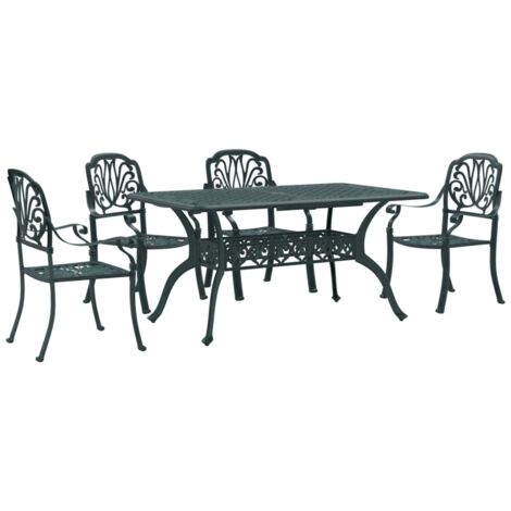 Ensemble à manger de jardin 5 pcs vert aluminium coulé vidaXL (1/5)