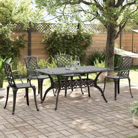 Ensemble à manger de jardin 5 pcs noir aluminium coulé vidaXL (1/5)