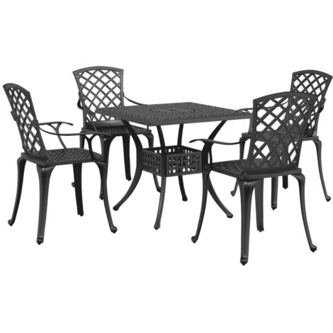 Ensemble à manger de jardin 5 pcs noir aluminium coulé vidaXL (1/5)