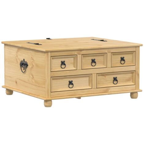 Vidaxl – Boîte de rangement Corona 90x78x45 cm en bois de pin massif – Capacité 140 kg – Finition à la cire de miel – Assemblage requis