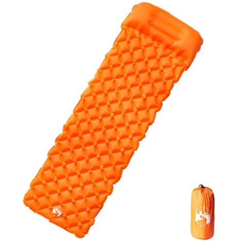 Matelas de camping gonflable avec oreiller 1 personne orange vidaXL (1/5)