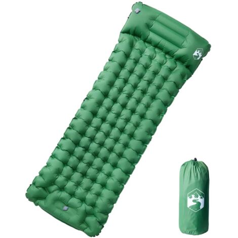 Matelas de camping autogonflant avec oreiller 1 personne vert vidaXL (1/5)