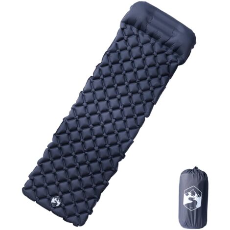 Matelas de camping gonflable avec oreiller 1 personne gris vidaXL