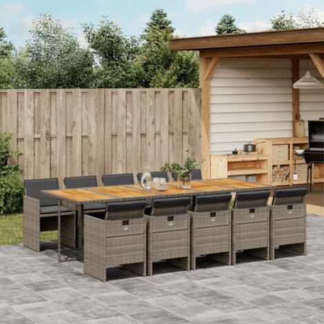 Ensemble à manger de jardin 11pcs avec coussins gris poly rotin vidaXL