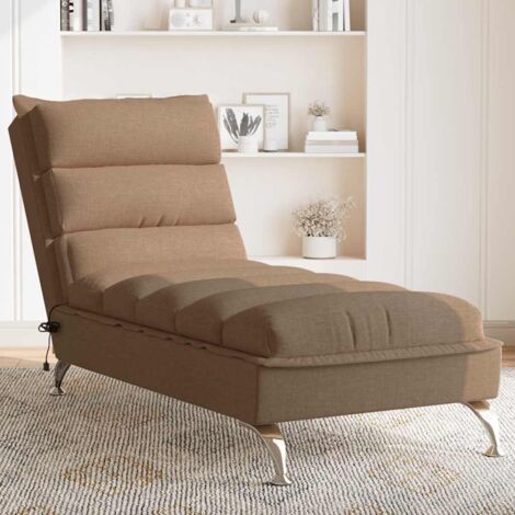 Chaise longue de massage avec coussins marron tissu vidaXL