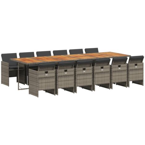 Ensemble à manger de jardin coussins 13 pcs gris résine tressée vidaXL
