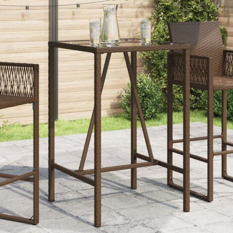 Table de bar d’extérieur marron 70x70x110 cm résine tressée vidaXL