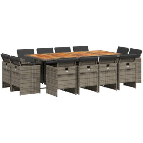 Ensemble à manger de jardin coussins 13 pcs gris résine tressée vidaXL (1/5)