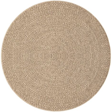 Vidaxl – Tapis shaggy ZIZUR Ø 200 cm – Aspect jute – 100% polypropylène – Résistant aux UV – Pour intérieur et extérieur – Nettoyage facile