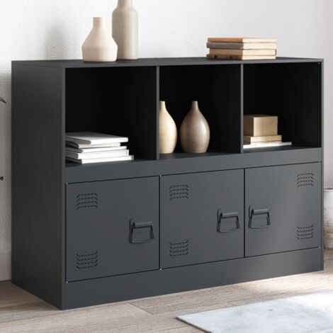 Vidaxl – Buffet anthracite 99x39x73 cm – Acier laminé à froid – 3 étagères – Capacité de charge 90 kg – Design moderne et fonctionnel (1/5)