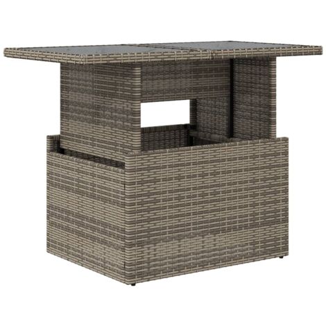 Vidaxl – Table de jardin en résine tressée avec dessus en verre 100x55x73cm – Résistance aux UV – Pieds réglables – Pour repas en extérieur
