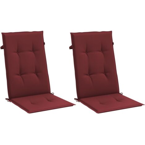 Coussins de chaise dossier haut lot de 2 rouge bordeaux mélangé vidaXL (1/5)