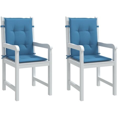 Coussins de chaise à dossier bas lot de 2 bleu mélangé tissu vidaXL