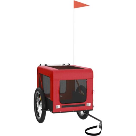 vidaXL Pet Bike Trailer Red and Black Oxford Fabric&Iron