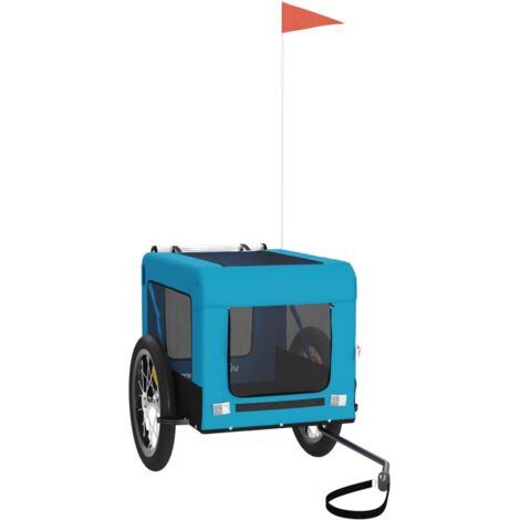 Remorque de vélo pour animaux de compagnie bleu et noir vidaXL
